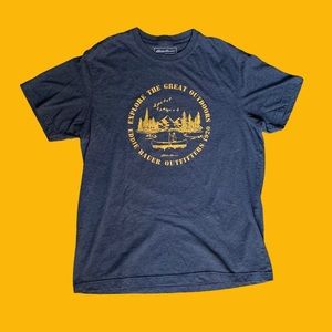 Eddie Bauer tee camping hiking outdoors trees blue